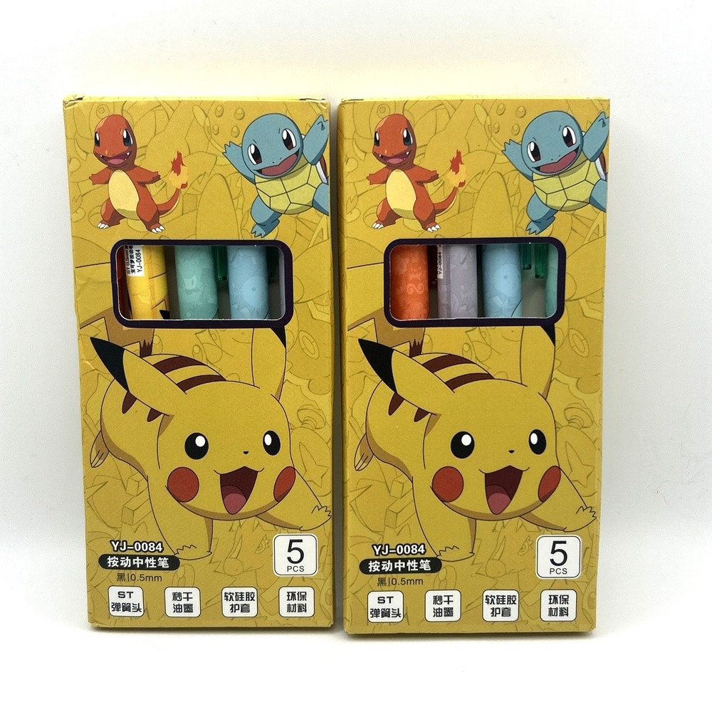 10X Pokemon Pikachu Gel Pen Cute Anime Cartoon Charmander Squirtle Press on Gel